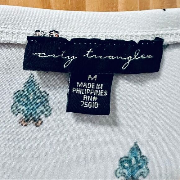 City Triangles white paisley boho pattern Grecian style sleeveless dress M - Picture 9 of 10